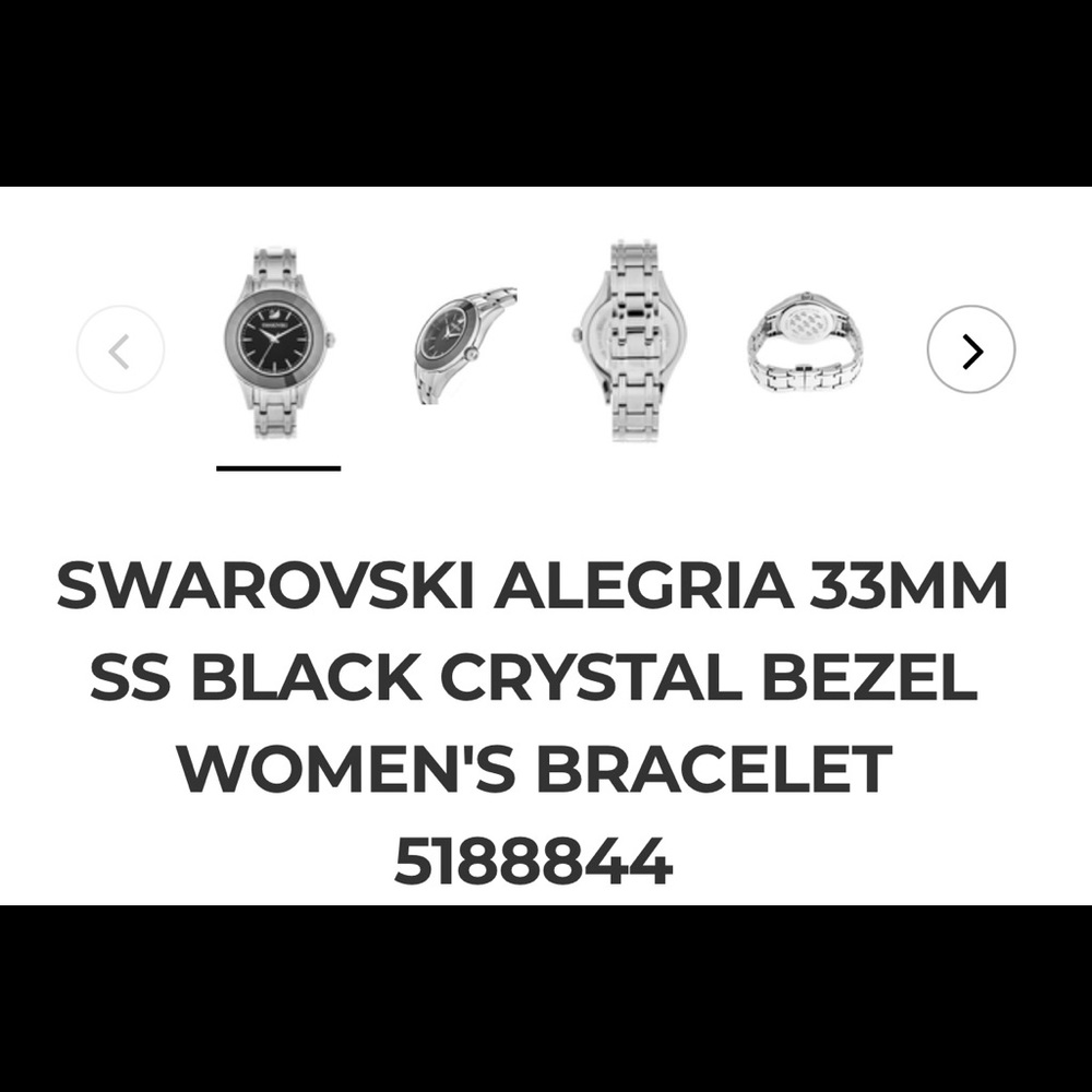 Swarovski Alegria 33mm SS Black Crystal Bezel Watch - Picture 2 of 14